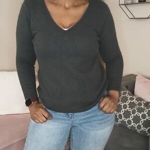 Lands' End Women's Charcoal V-Neck Sweater